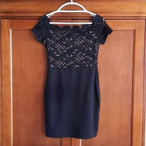 City Studio Off the Shoulder Black Cocktail Dress